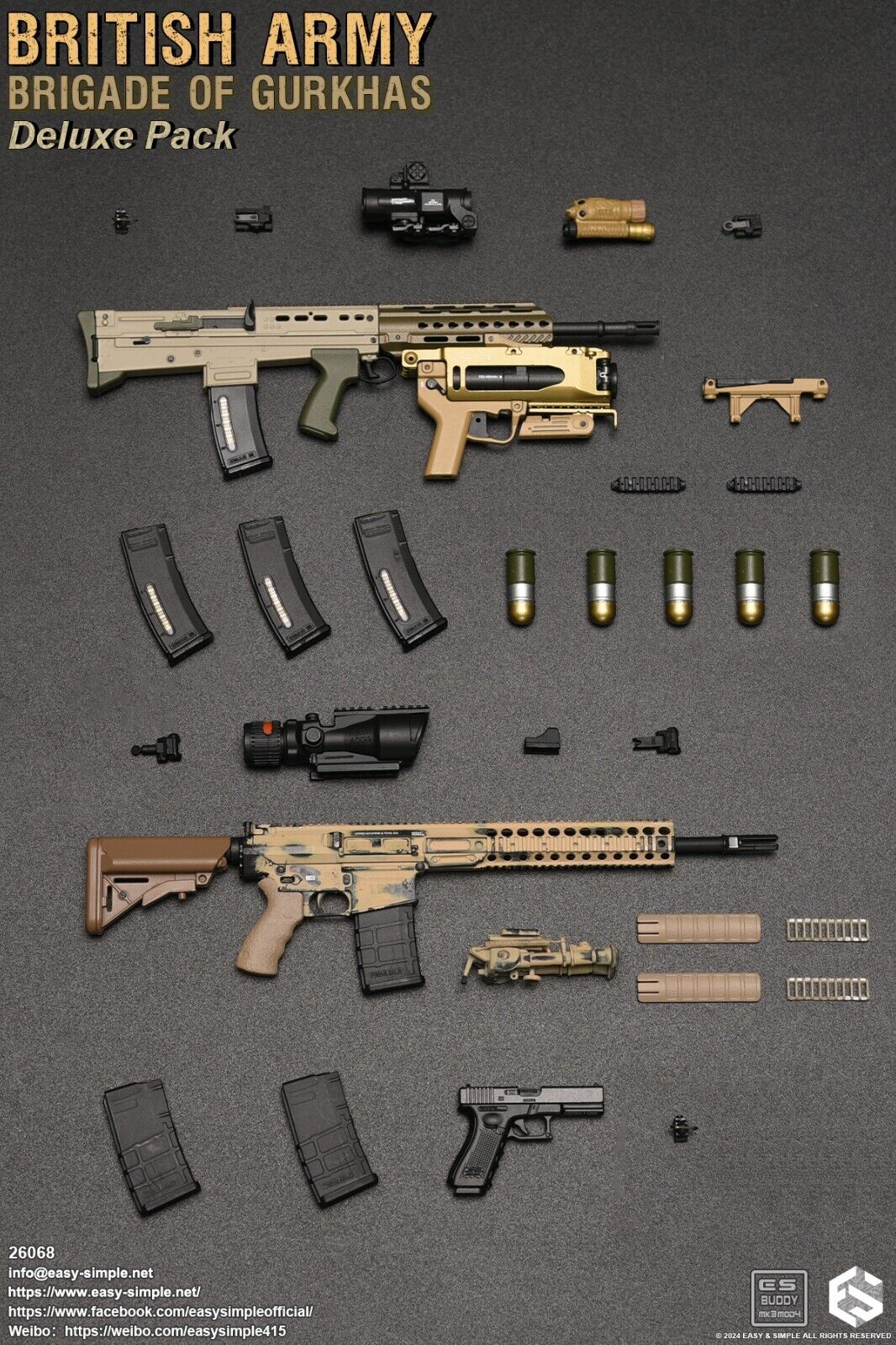 1:6 Easy & Simple British Army Brigade of Gurkhas L85A3 Rifle Set 12" Figures