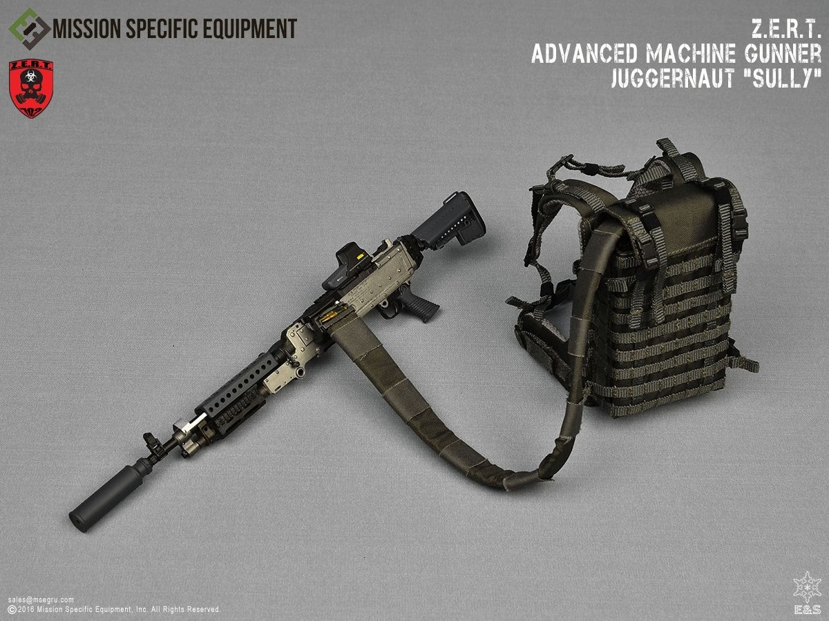 1:6 scale ZERT Juggernaut Sully M240 LMG w/Ammo Belt & MICO Ammo Carrier