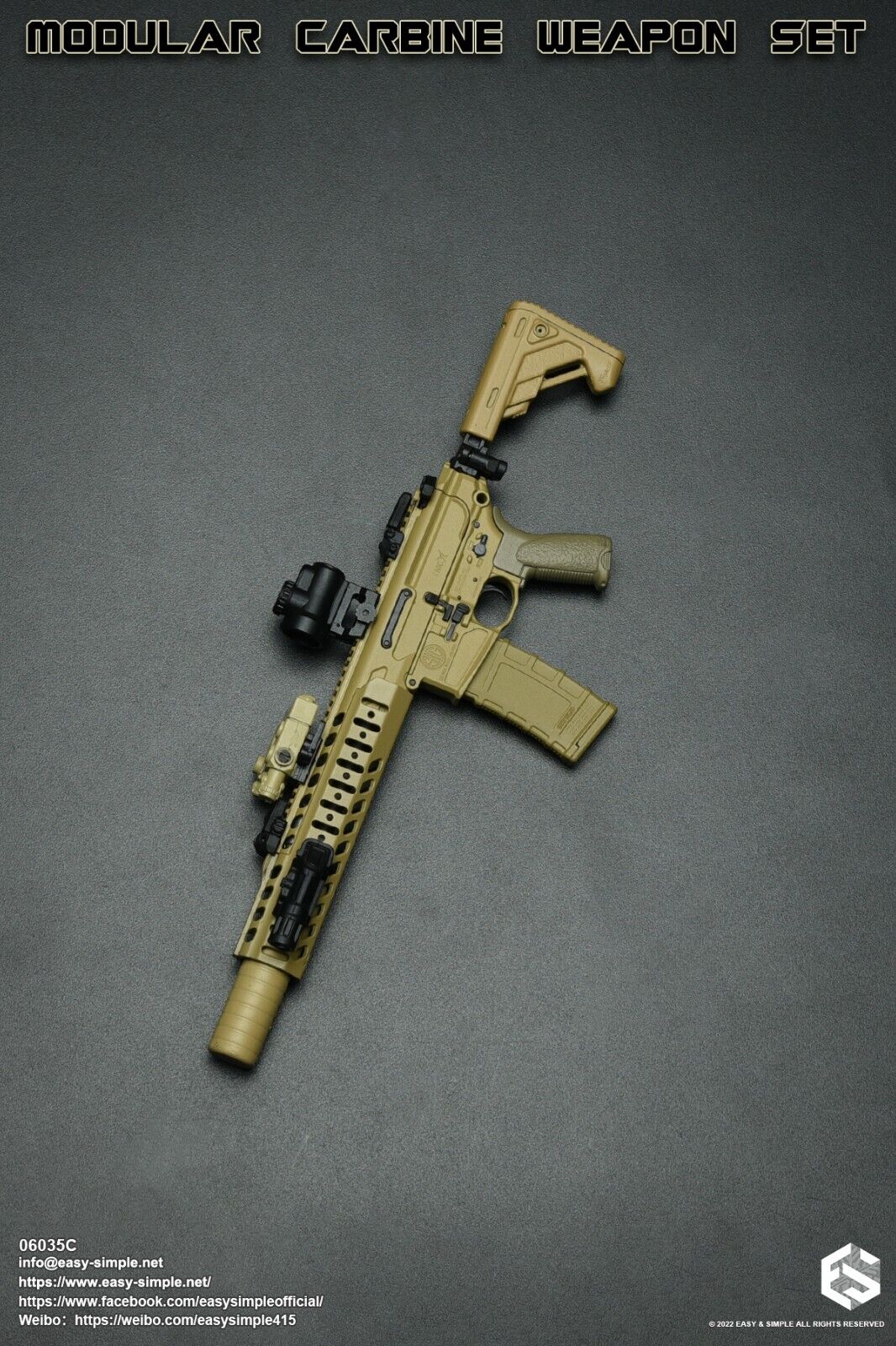 1:6 scale Easy & Simple Modular Carbine Weapon Set C - MCX .300 CQB Rifle 06035C