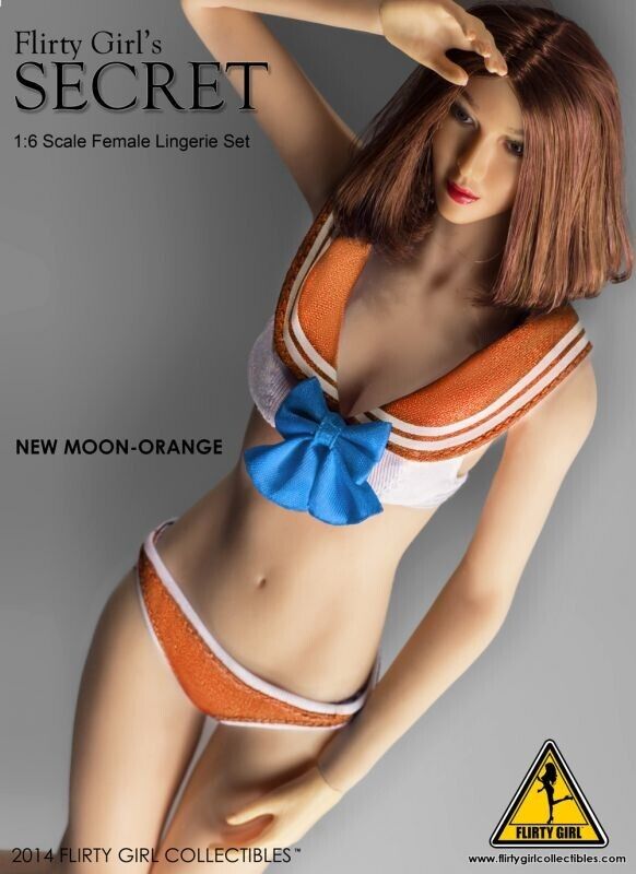 1:6 Flirty Girl New Moon Orange Female Lingerie Set for 12" Figures