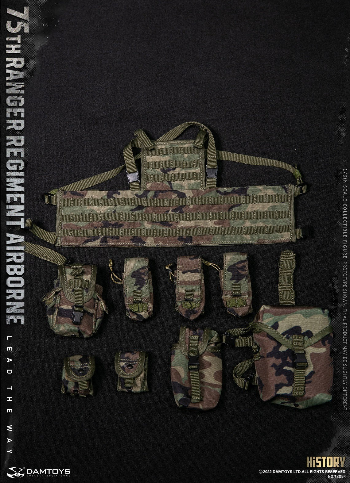 1:6 scale DamToys 75th Ranger Regiment Airborne Canteen w/ Woodland Pouch