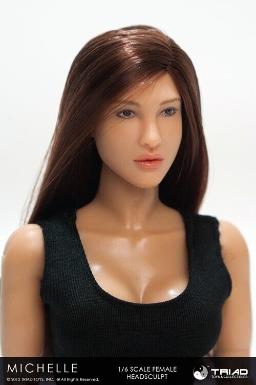 1:6 Triad Toys Female Head Sculpt Series 3 Michelle Brunette Hair for 12" Figure