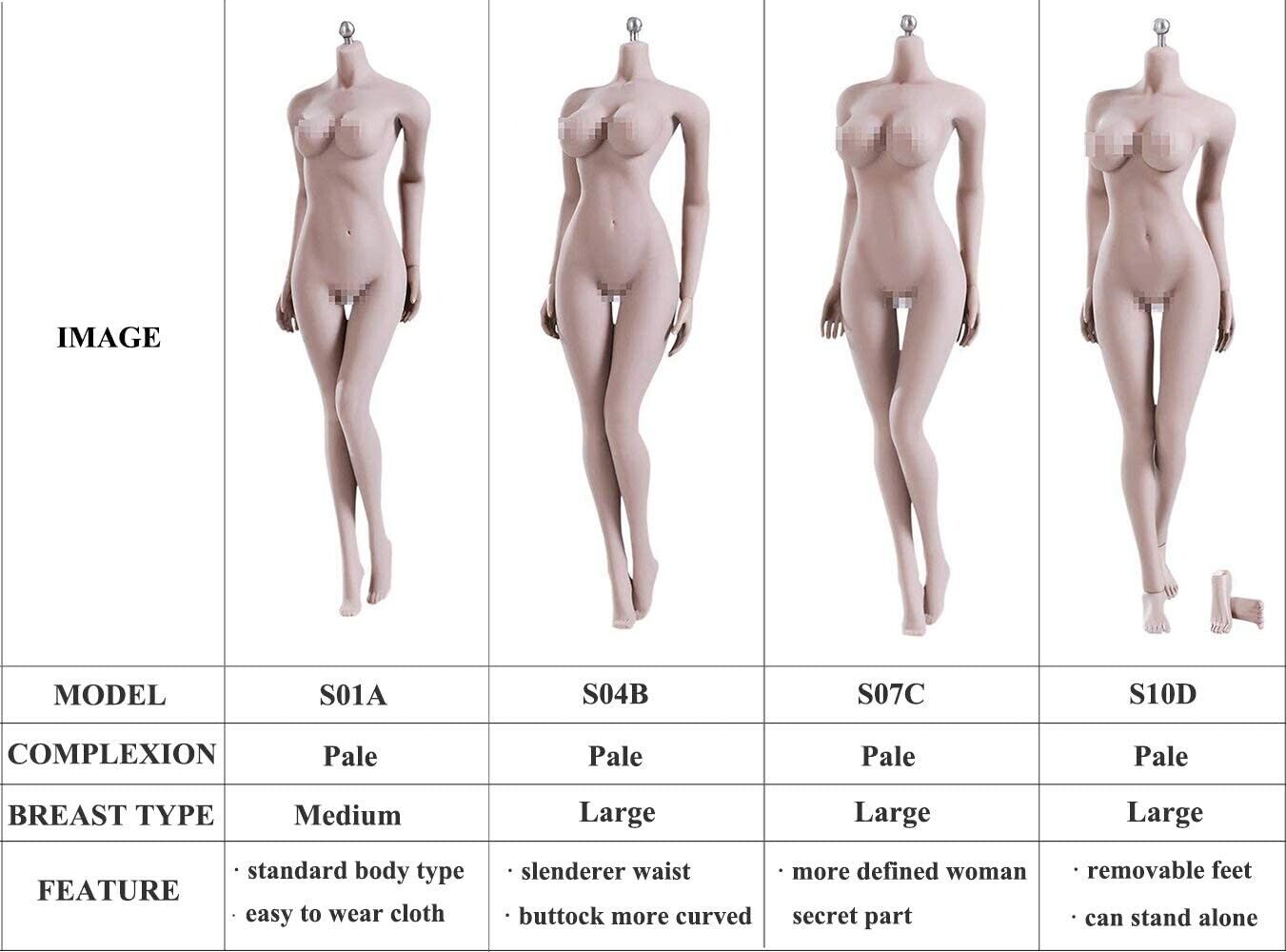 1:6 TBLeague PLMB2015-S10D Super Flexible Female Seamless Body - Pale Large Bust