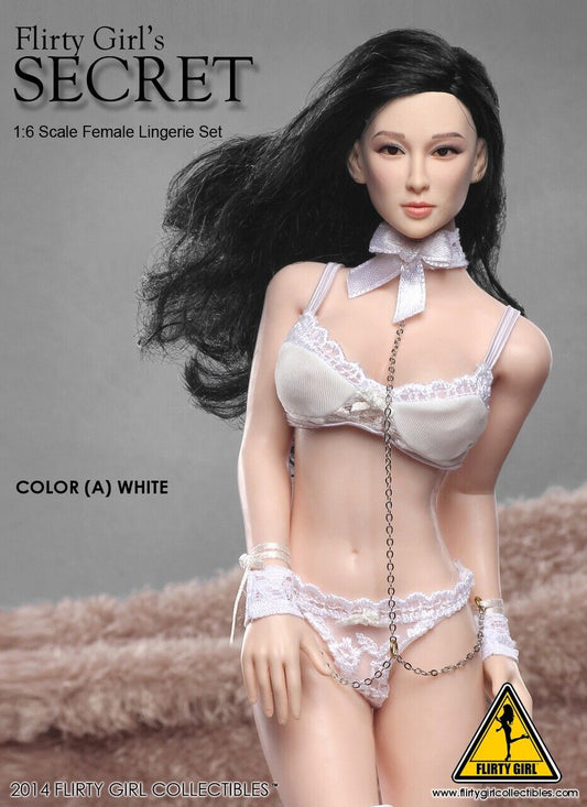 1:6 Flirty Girl Secret Female White Lingerie Set for 12" Figures
