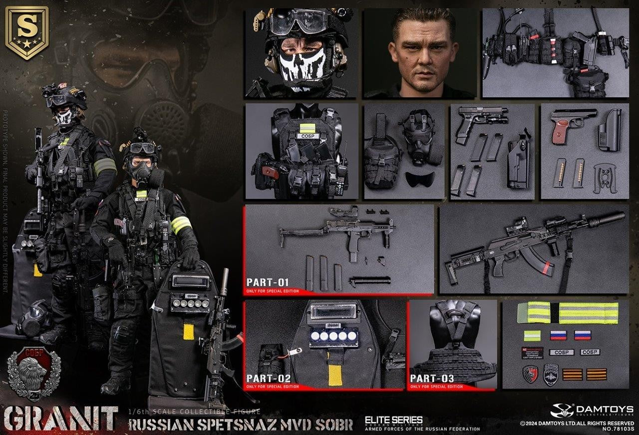 1:6 scale DamToys Russian Spetsnaz MVD SOBR GRANIT SPECIAL VER 12" Figure 78103S