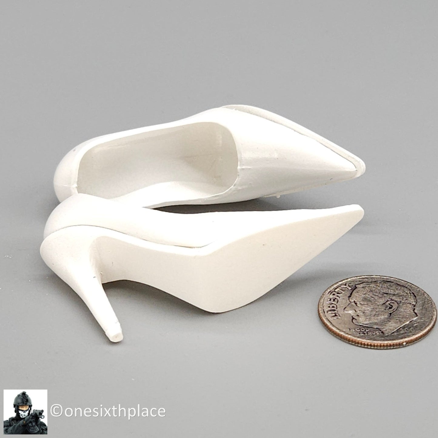 1:6 Triad Toys Female White High Heels Shoes Style C (Tall Heel) 12" Figures