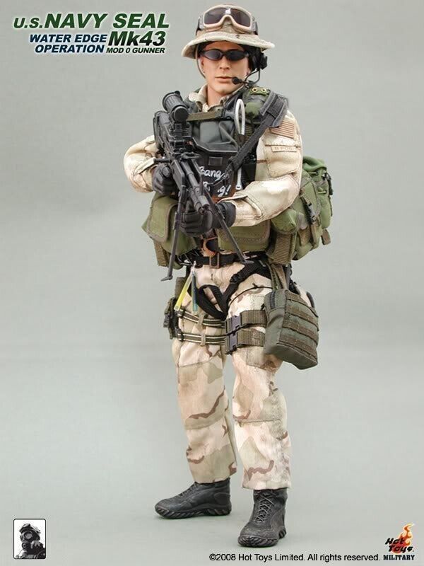 1:6 scale Hot Toys US Navy SEAL Water Edge Operation MK43 Mod0 Gunner 12" Figure