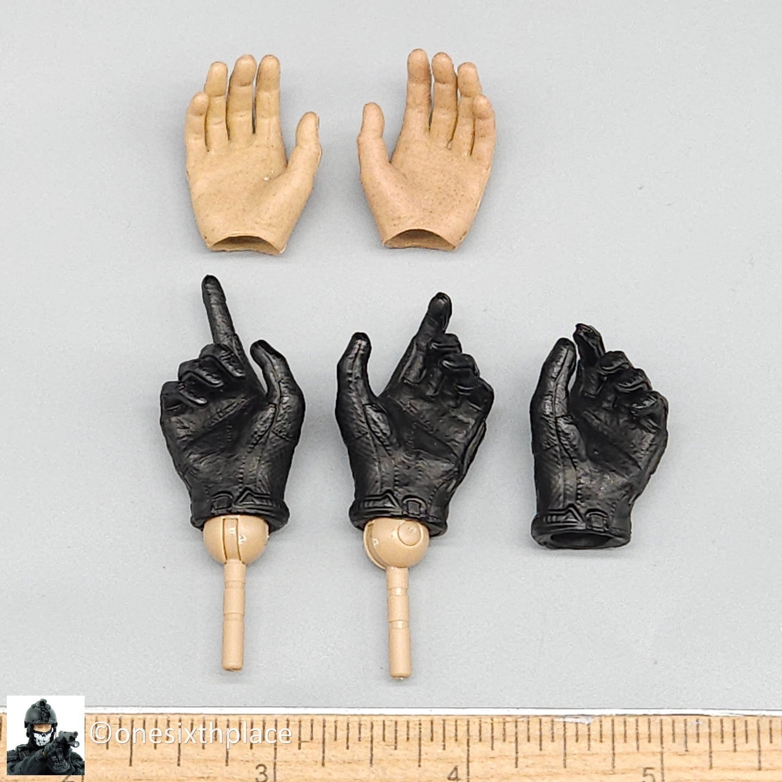 1:6 scale Easy & Simple PMC Weapon Specialist Black Gloved Hands for 12" Figures