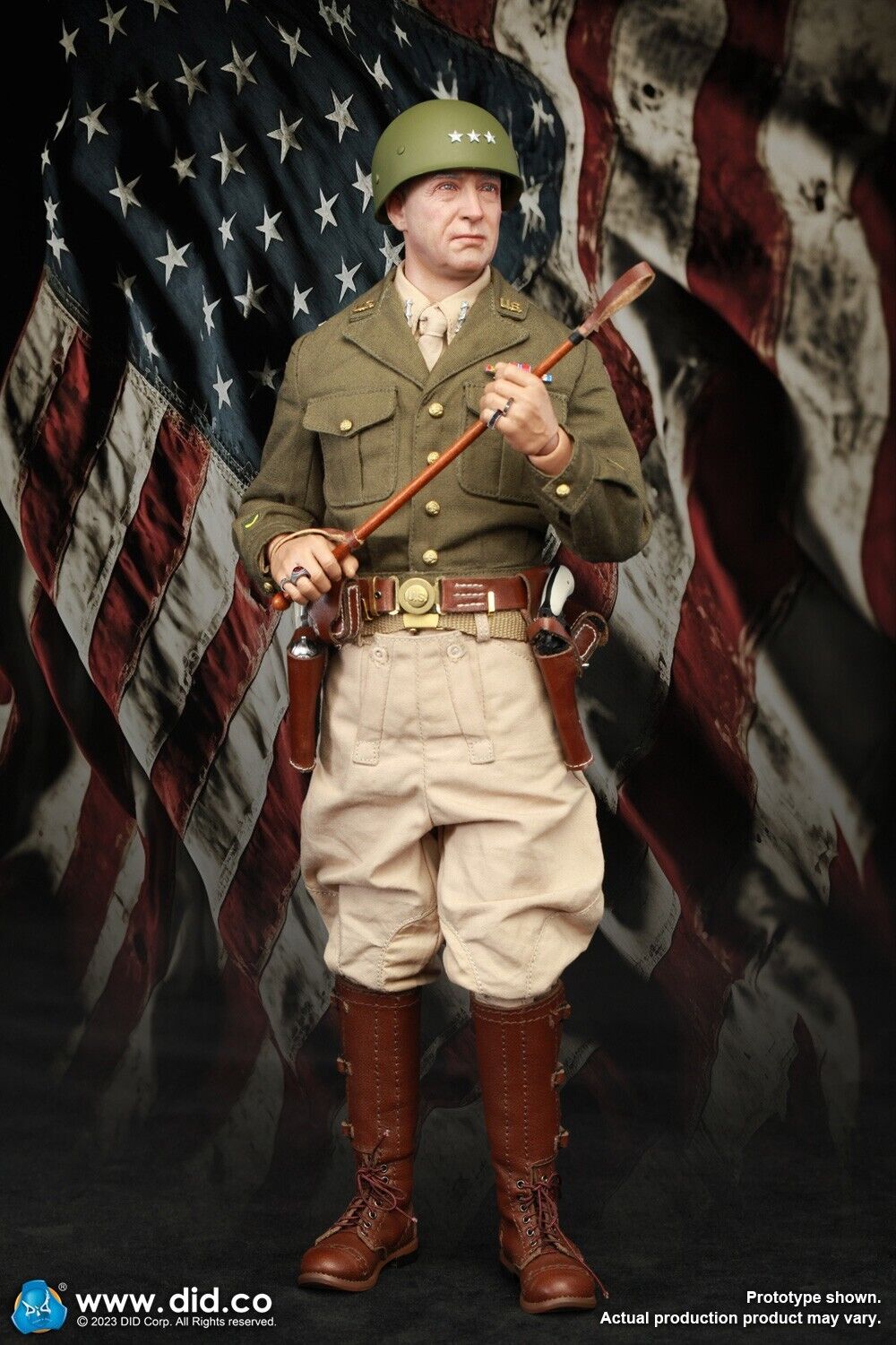 1:6 scale DiD WWII General George Patton Male Head Sculpt for 12" Figures