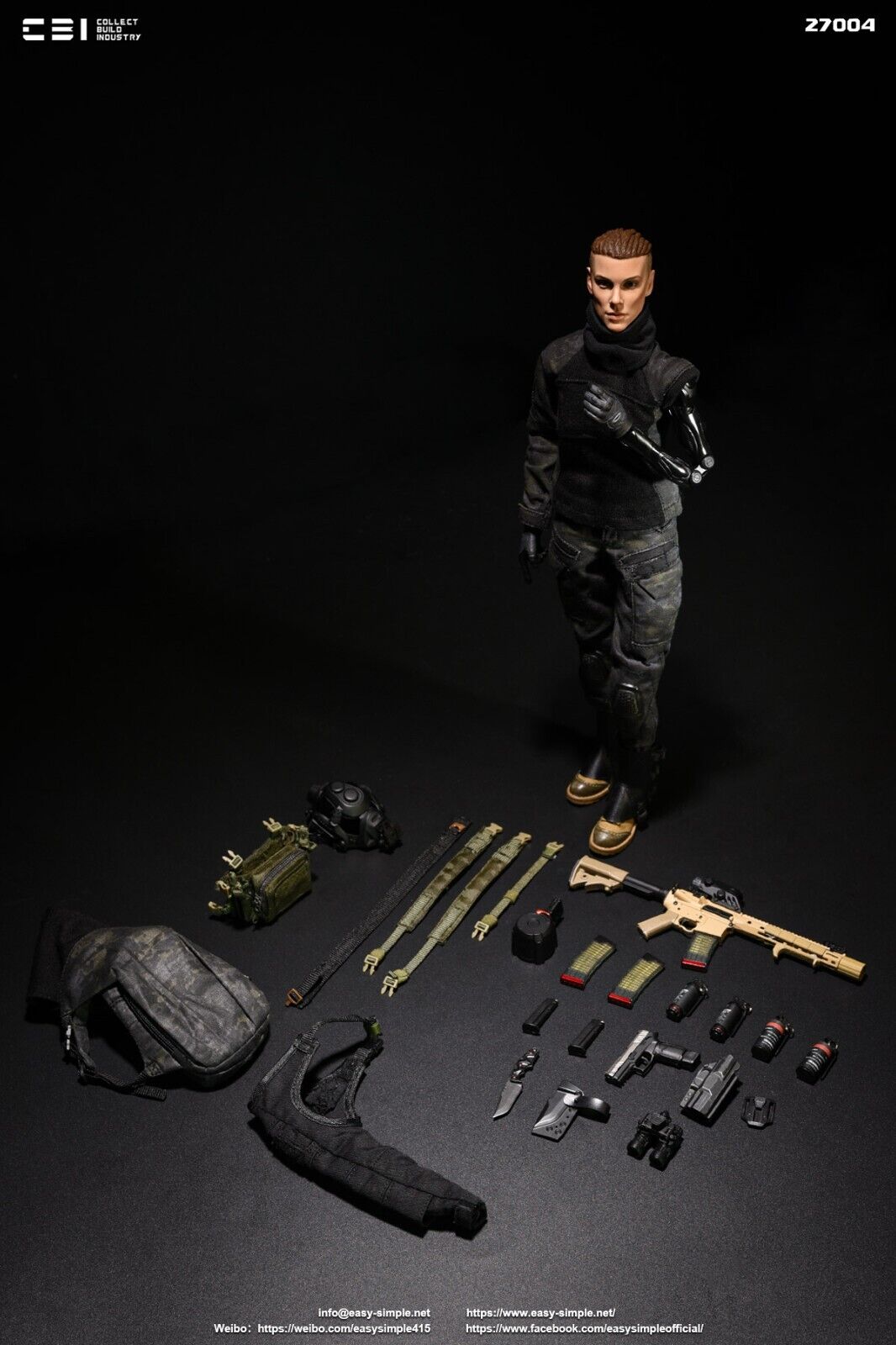 1:6 CBI Task Force 58 Female Erica Storm Black Camo Backpack 12" Figures MCB