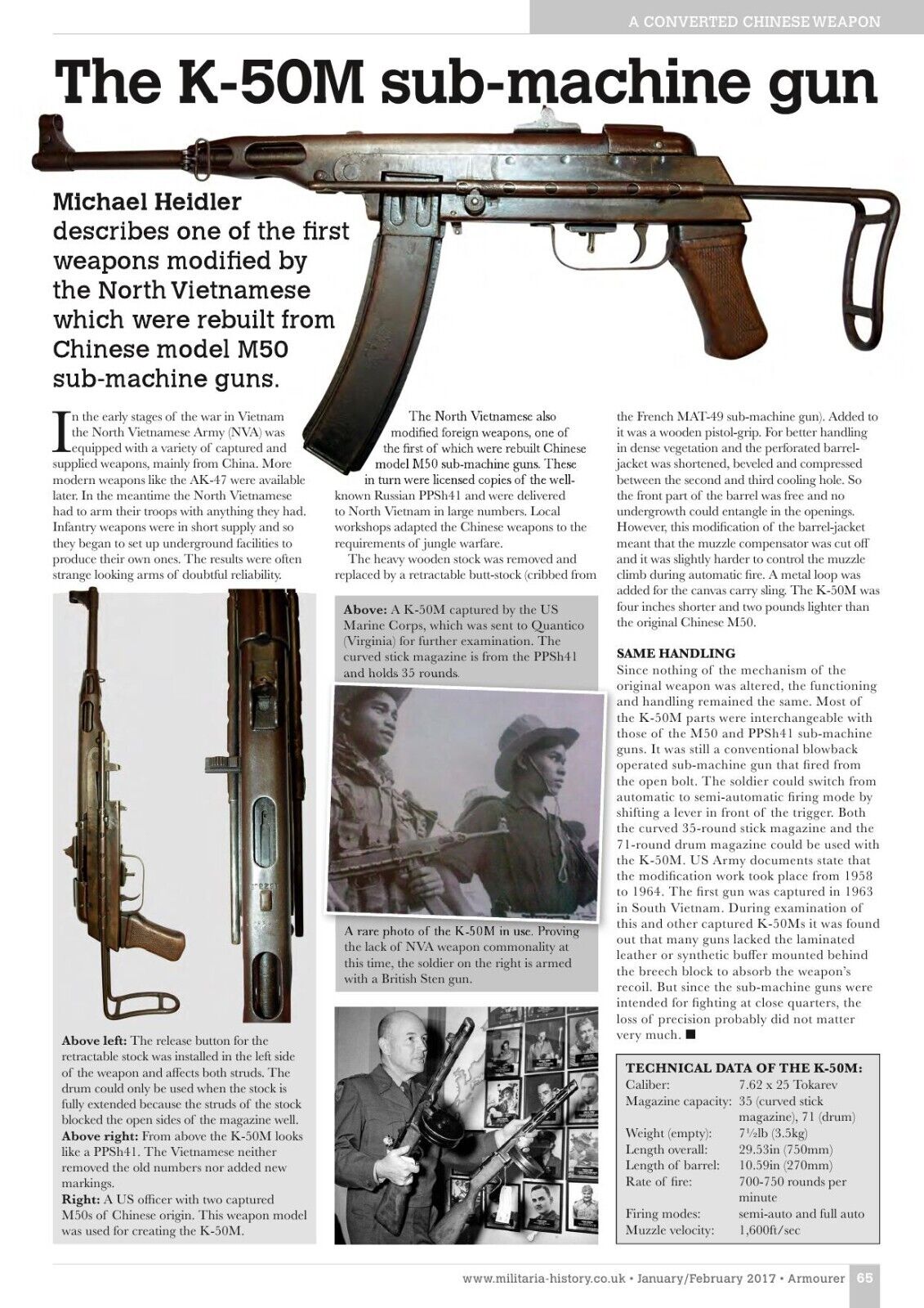 1:6 Ujindou Female Viet Cong Guerilla K-50M Submachine Gun for 12" GI Joe NVA