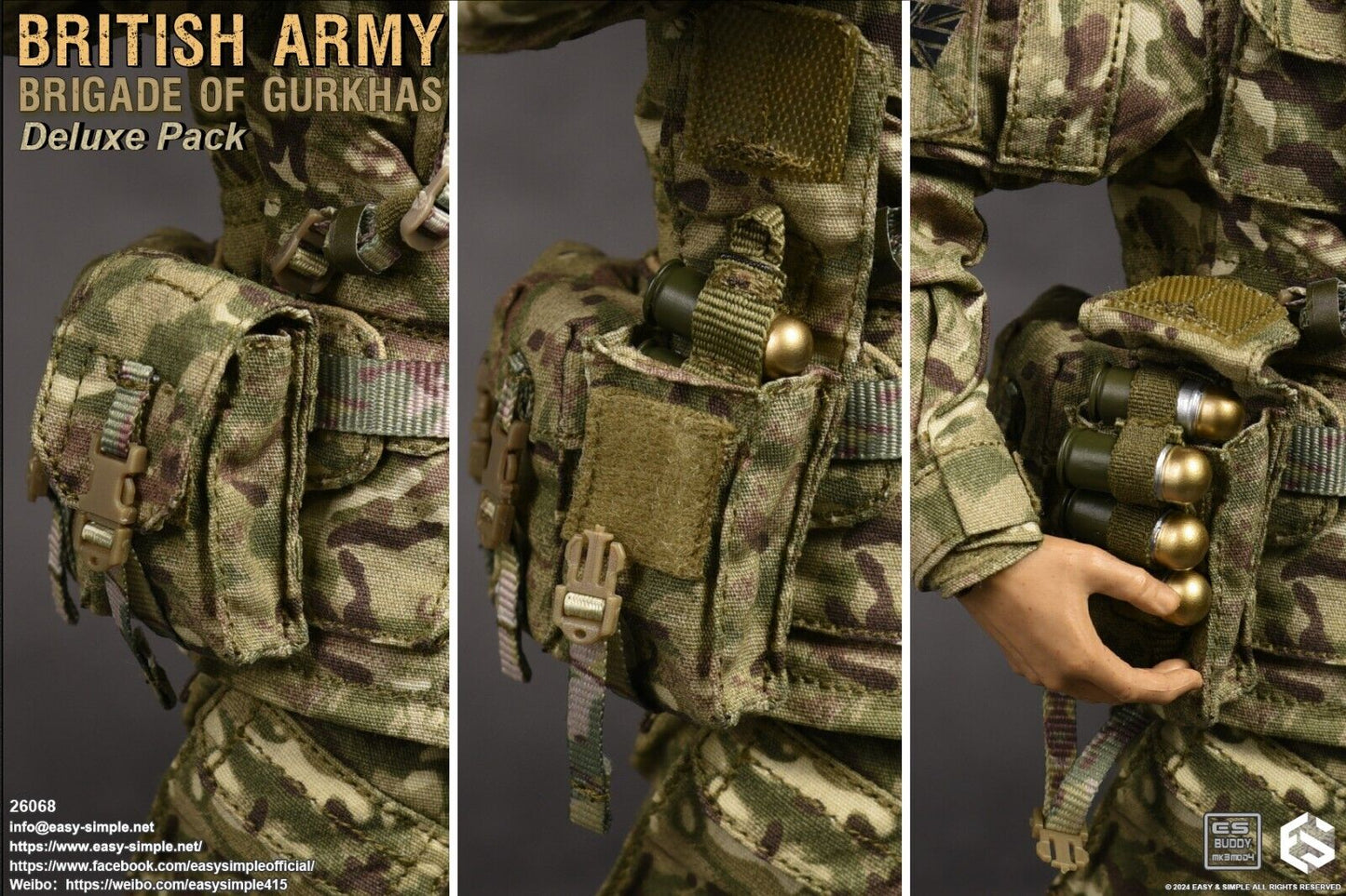 1:6 Easy & Simple British Army Brigade of Gurkhas MTP Camo Belt Yoke Pouches Set