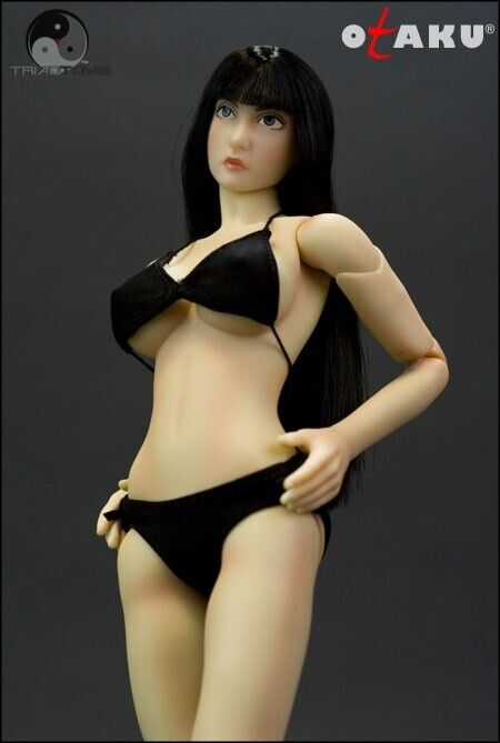 1:6 Triad Toys Otaku 1.0 Pale Female Anime Black Hair Head Sculpt for 12" Figure