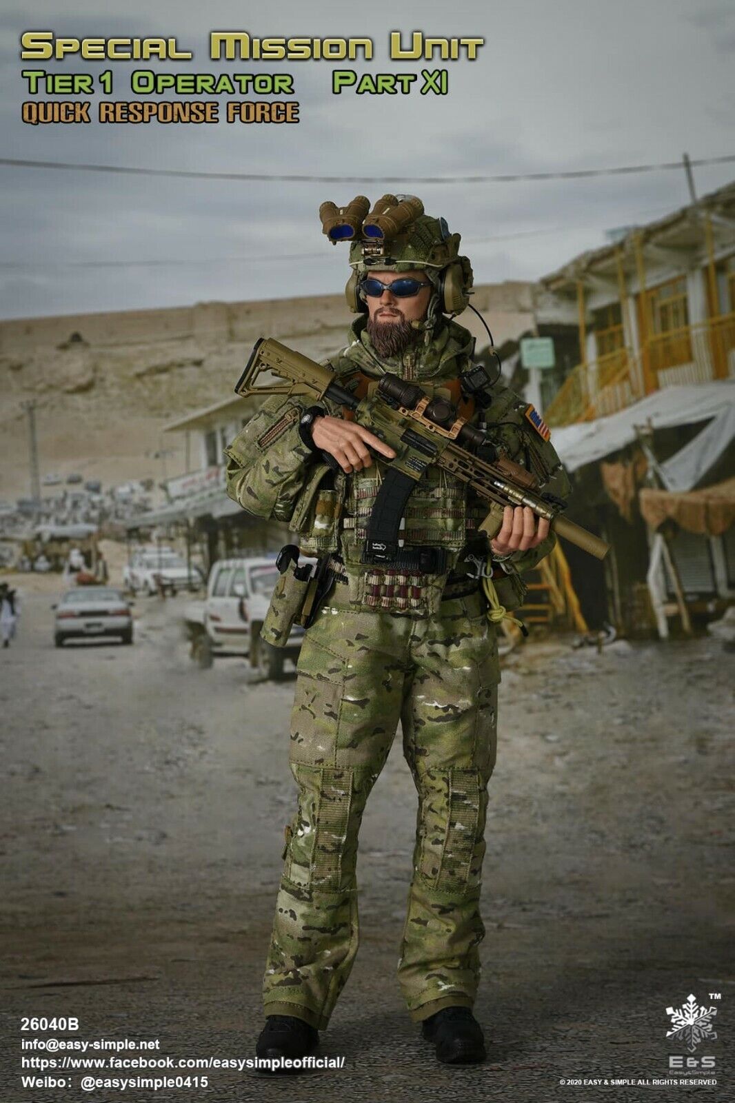 1:6 Easy & Simple Quick Response Force Male Head Sculpt for 12" Figures