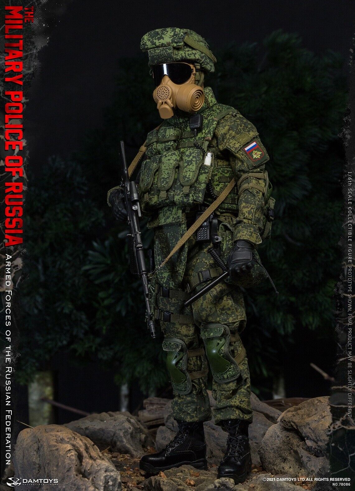 1:6 scale DamToys Russian Military Police Goggles w/ VKBO Camo Cover