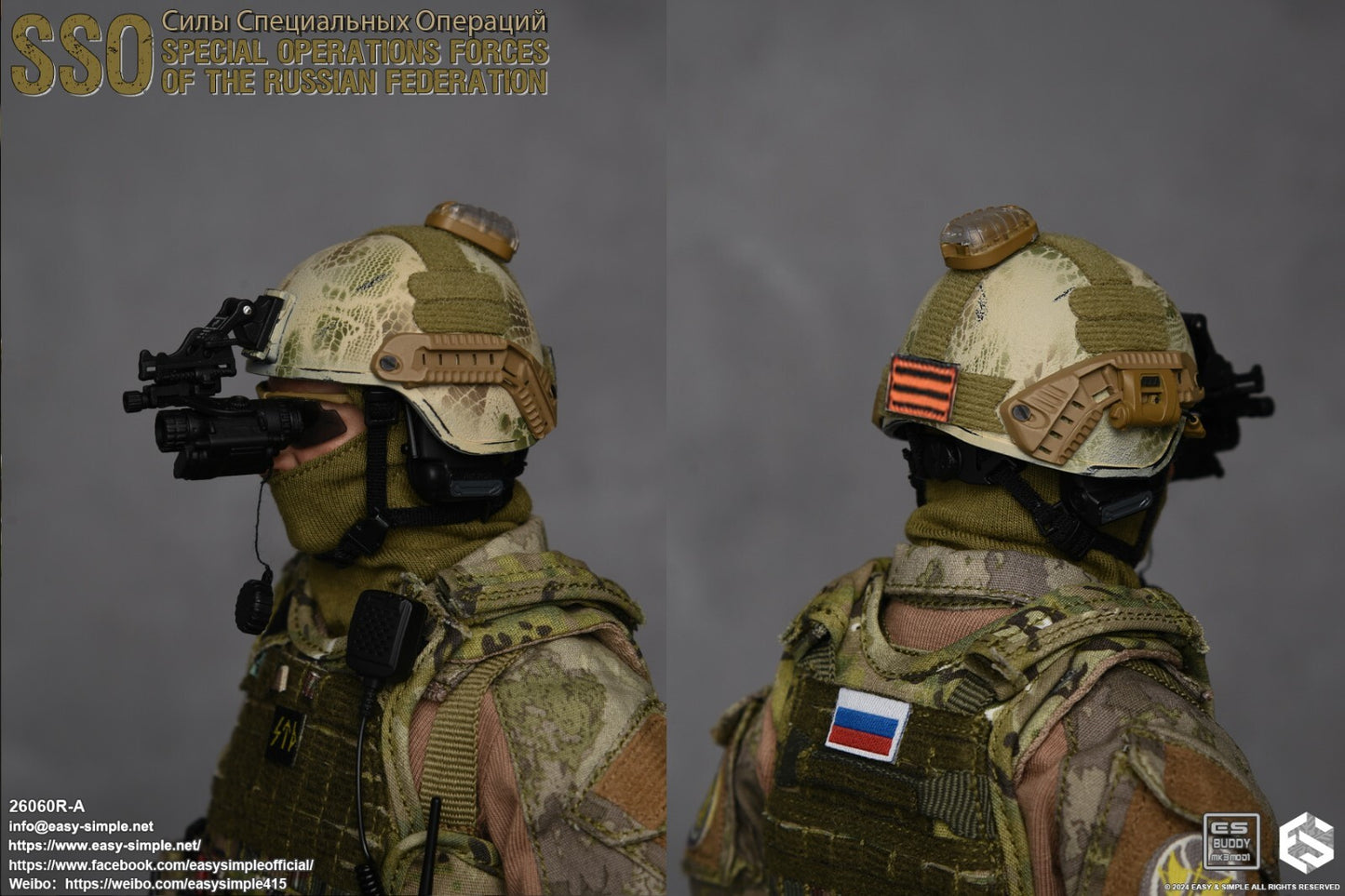 1:6 Easy & Simple Russian Special Operations Forces SSO Camo Helmet w/ NVG
