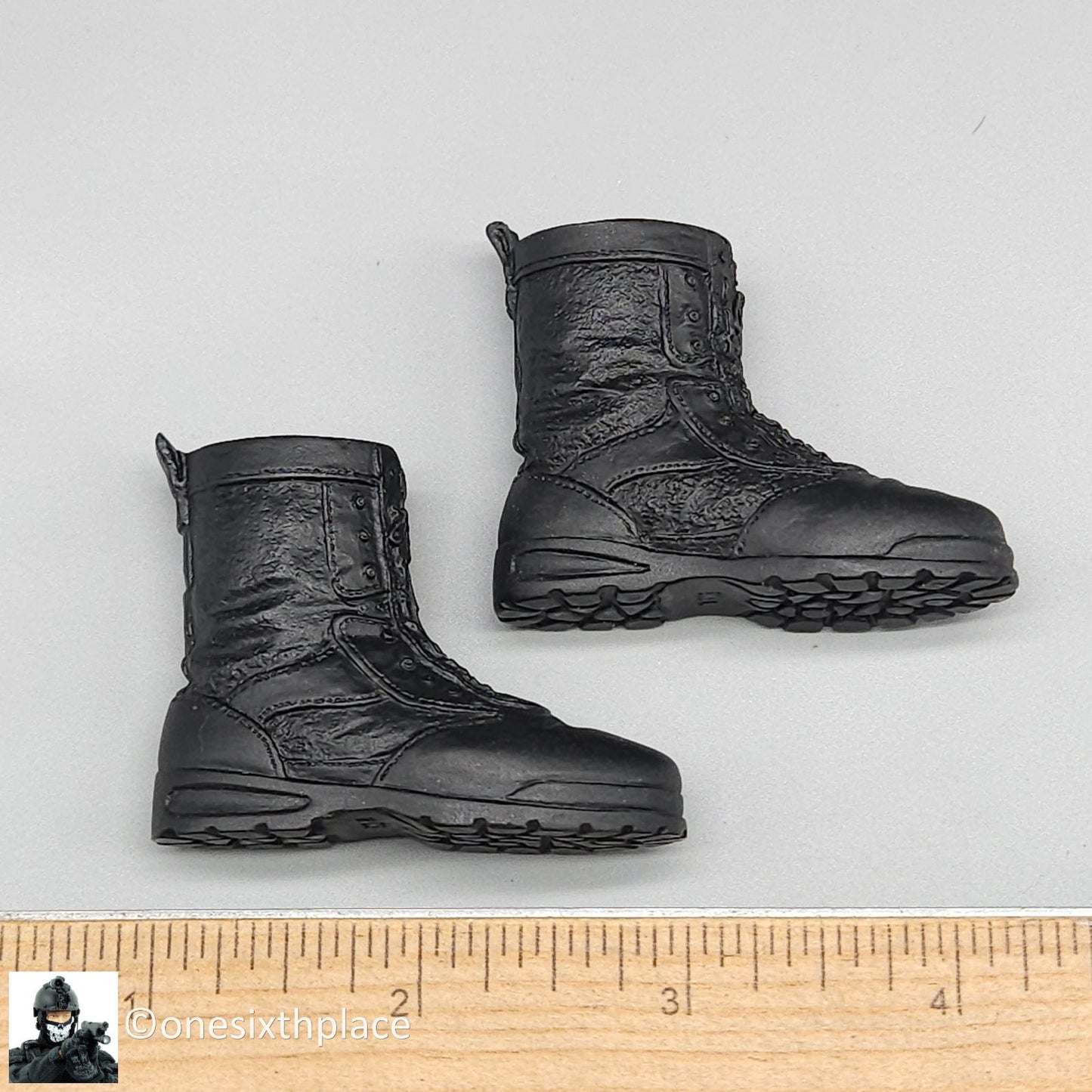 1:6 scale Dragon Black Tactical Zipper Boots (Foot Type) for 12" Figures