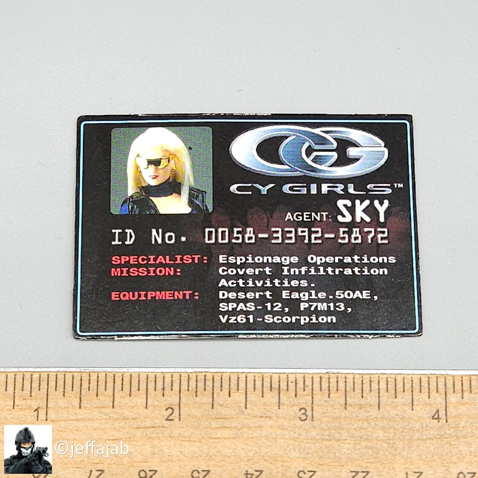 1:6 scale BBI Cy Girl Sky Collector ID Card for 12" Figures