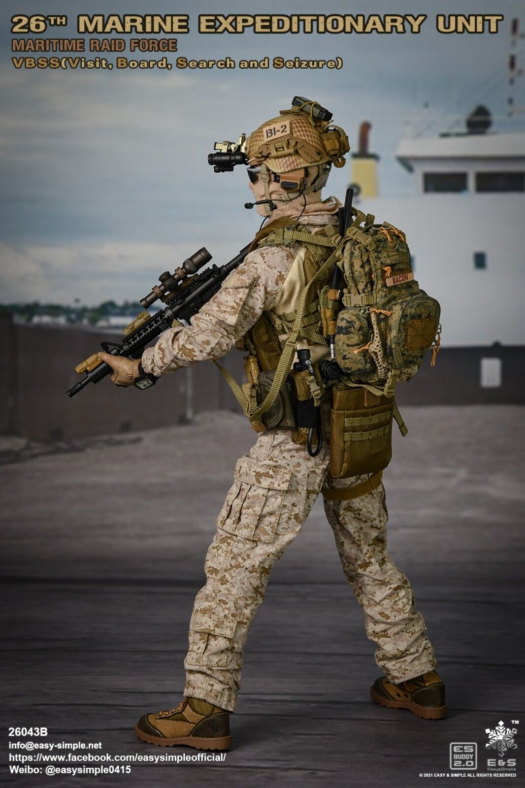 1:6 scale Easy & Simple USMC 26th MEU Coyote Padded MOLLE Belt for 12" Figures