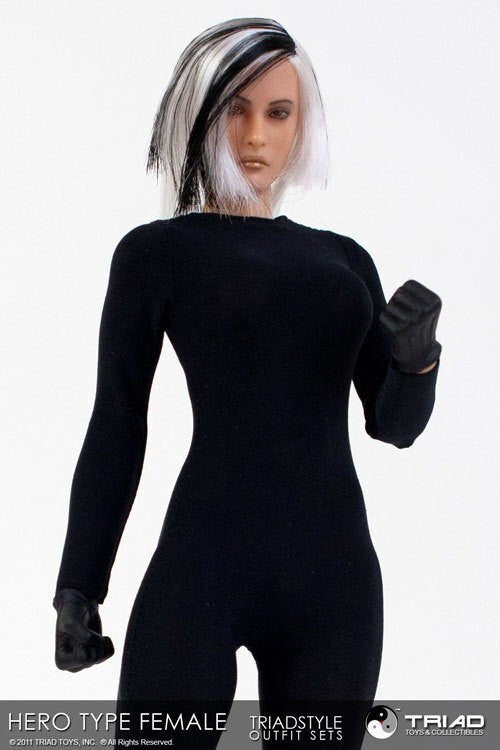 1:6 Triad Toys Female Hero Type 2.0 Black Bodysuit Outfit for 12" Figures