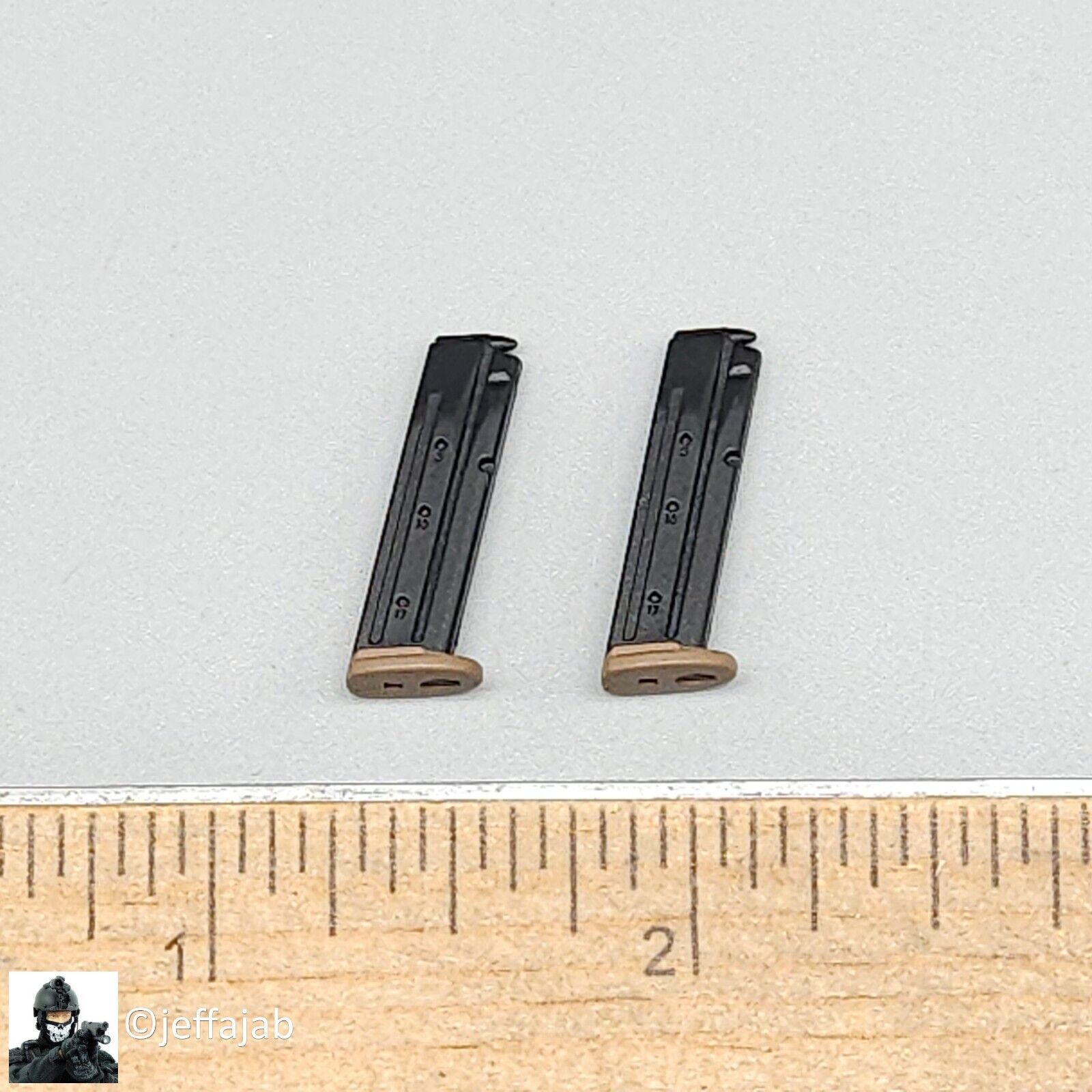 1:6 scale Easy & Simpl Sig P320 M18 Pistol Ammo Mags (x2) for 12" Figures