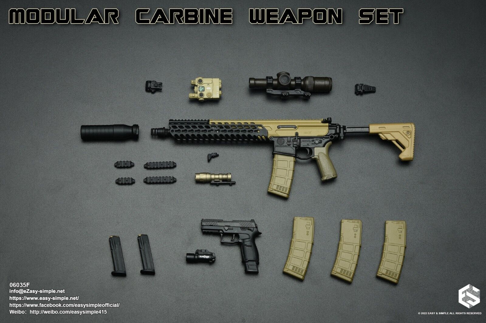 1:6 scale Easy & Simple MCX Carbine Tan DBAL-2 Laser for 12" Figures