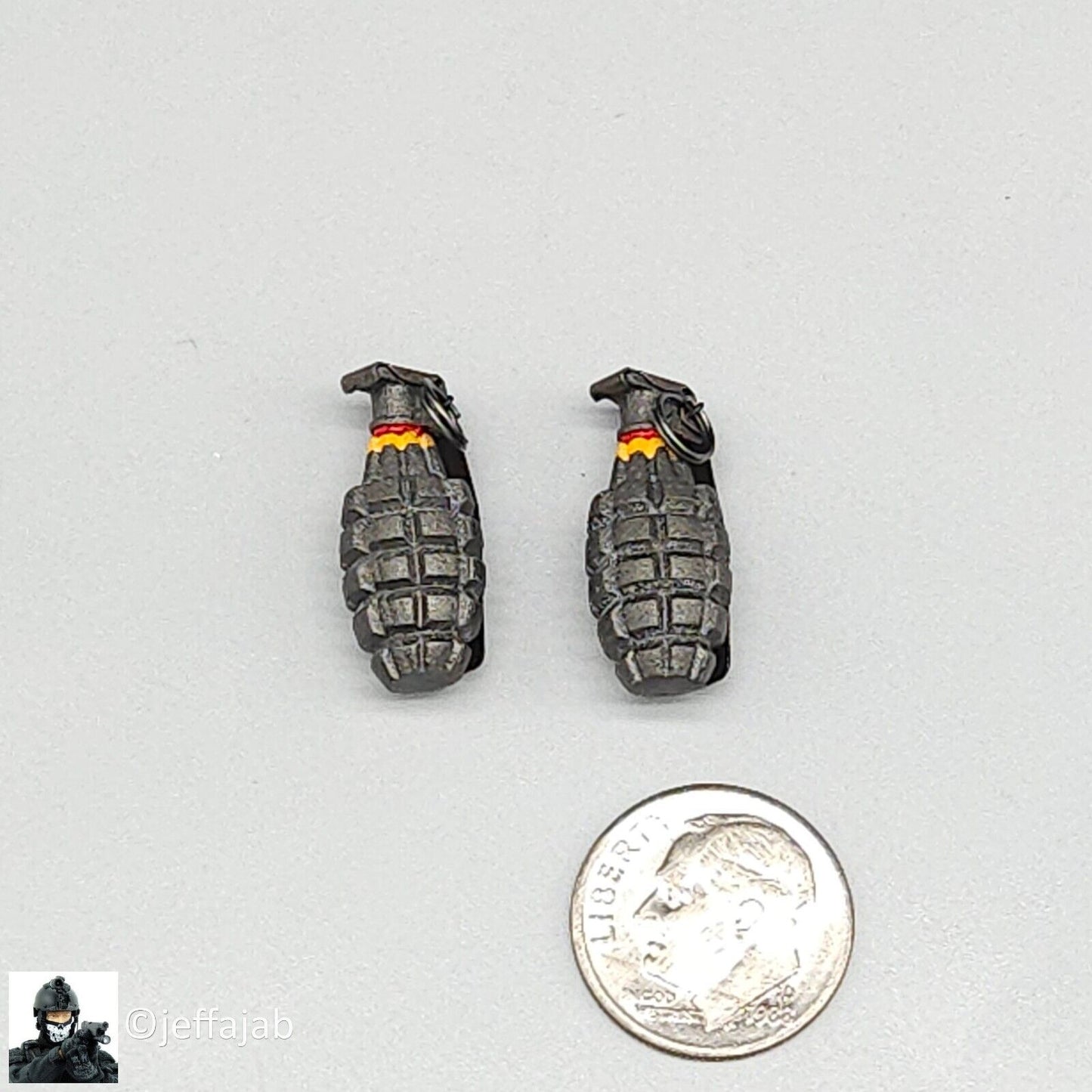 1:6 scale DiD WWII Sergeant Horvath Metal Mk2 Grenade (x2) for 12" Figures