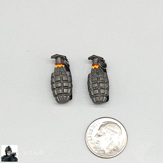 1:6 scale DiD WWII Sergeant Horvath Metal Mk2 Grenade (x2) for 12" Figures