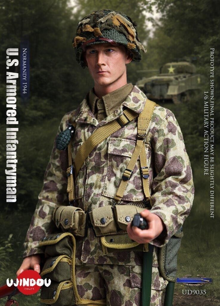 1:6 scale Ujindou WWII US Armored Infantryman Frog Skin Camo Uniform 12" Figures