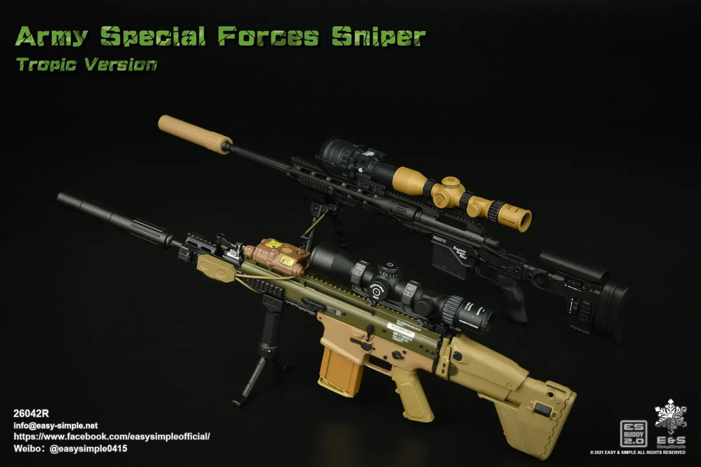 1:6 scale Easy & Simple Special Forces Sniper XM2010 .338 Rifle for 12" Figures