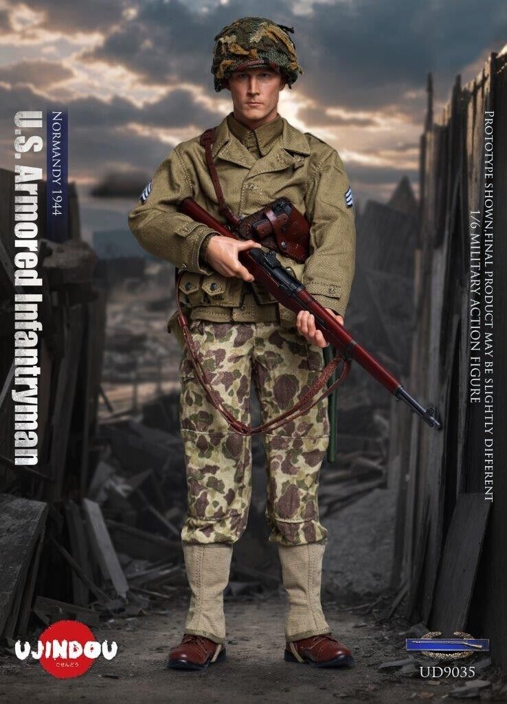 1:6 scale Ujindou WWII US Armored Infantryman Frog Skin Camo Uniform 12" Figures