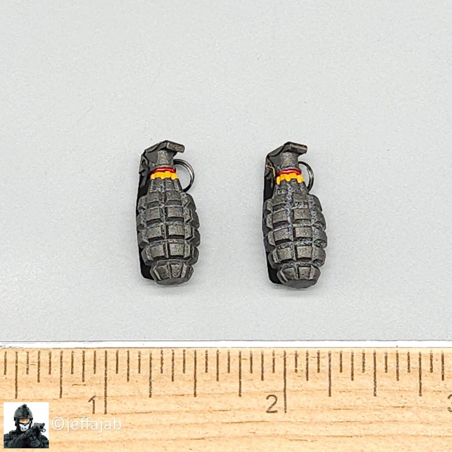 1:6 scale DiD WWII Sergeant Horvath Metal Mk2 Grenade (x2) for 12" Figures