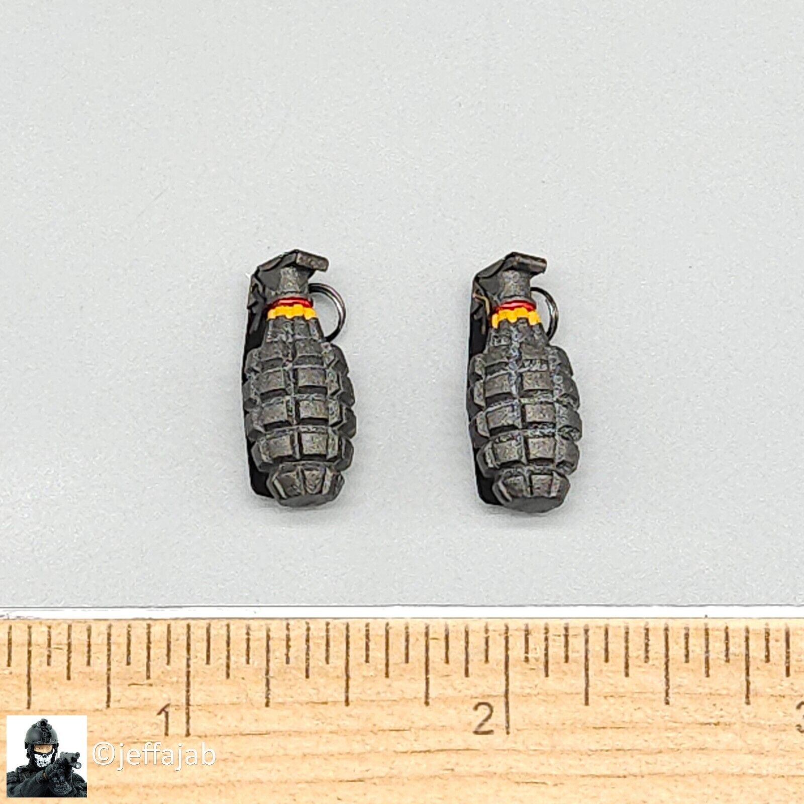 1:6 scale DiD WWII Sergeant Horvath Metal Mk2 Grenade (x2) for 12" Figures