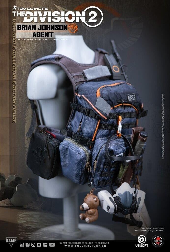 1:6 Soldier Story The Division 2 Agent Brian Johnson Tommy Teddy Bear w/ Clip