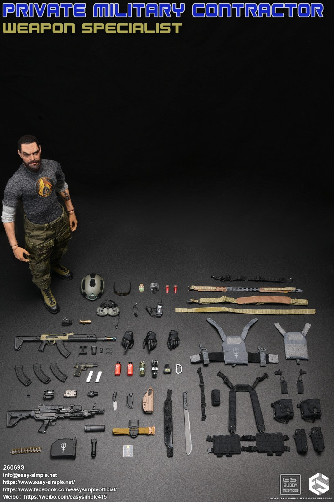 1:6 scale Easy & Simple PMC Weapon Specialist SPECIAL SAW K Machine Gun
