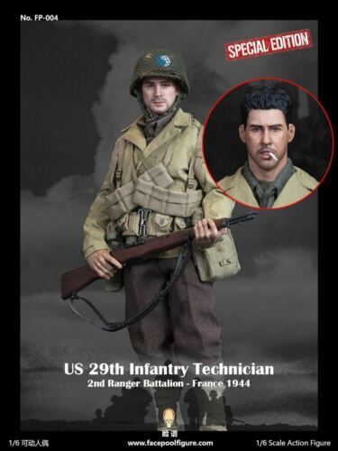 1:6 Facepool WWII US Infantry Technician Mellish Male Head Sculpt for 12" Figure