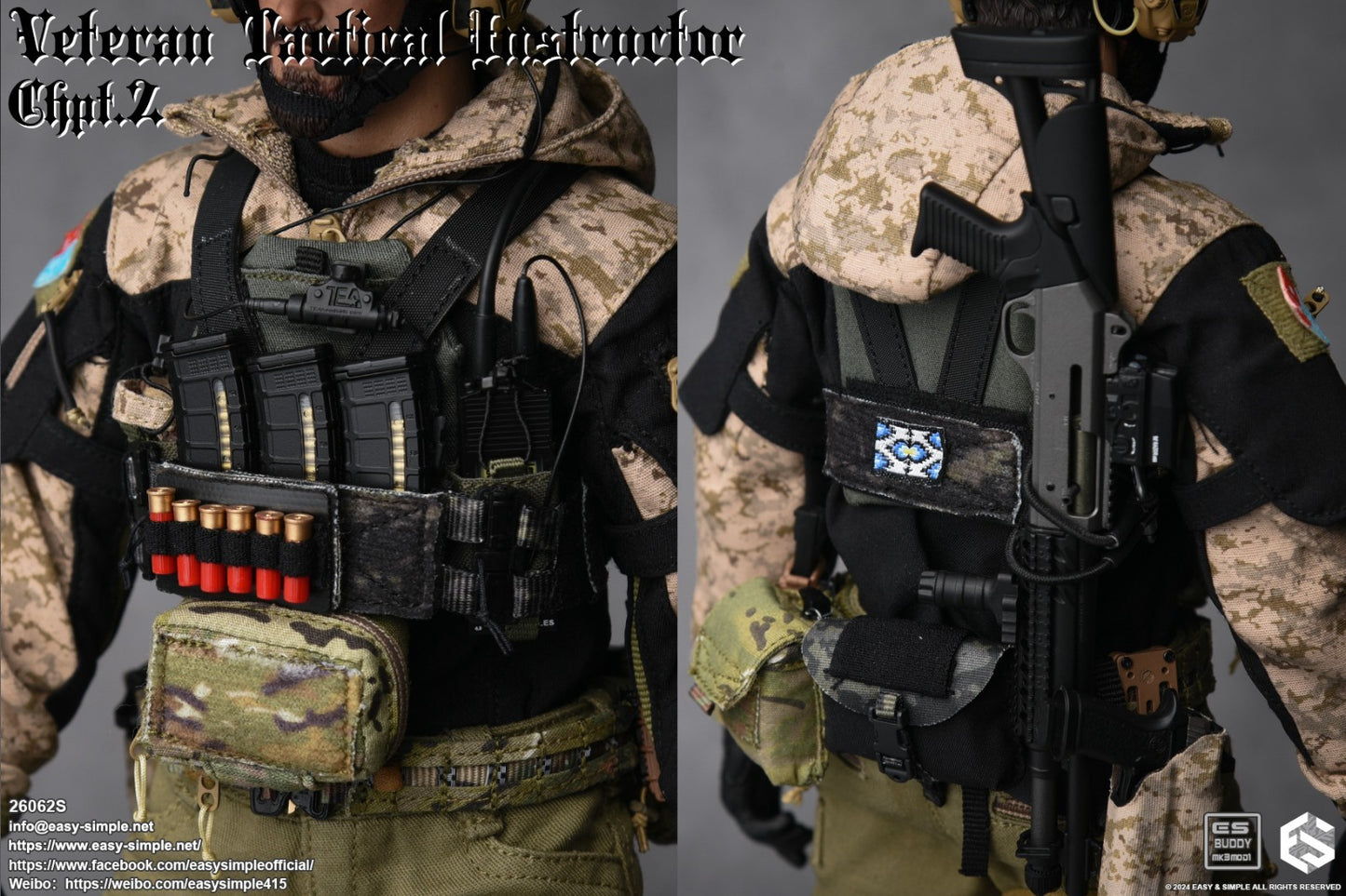 1:6 Easy & Simple Veteran Tactical Instructor Chapter II Tan PIstol Mag Pouches