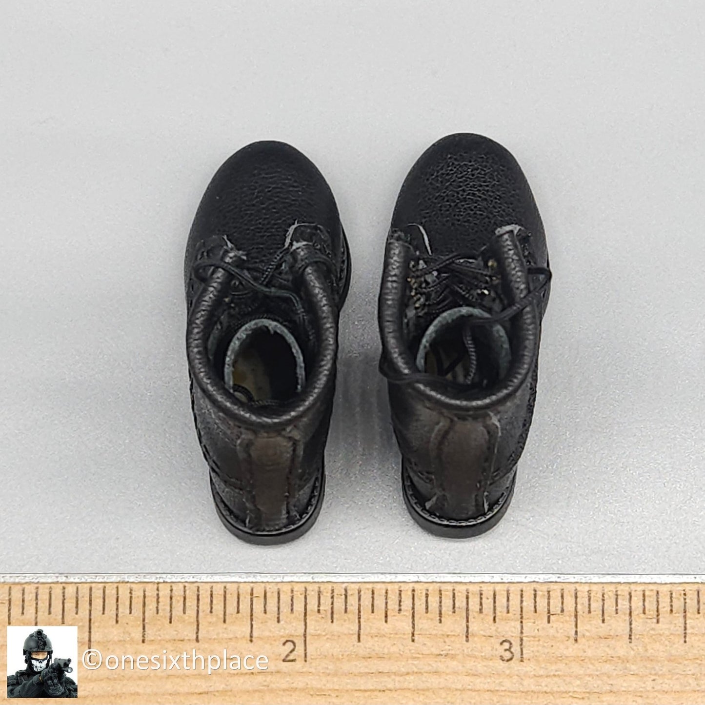 1:6 DID US Navy F-14 Pilot Tom & Nick Black Leather Boots (Foot Type) 12" Figure