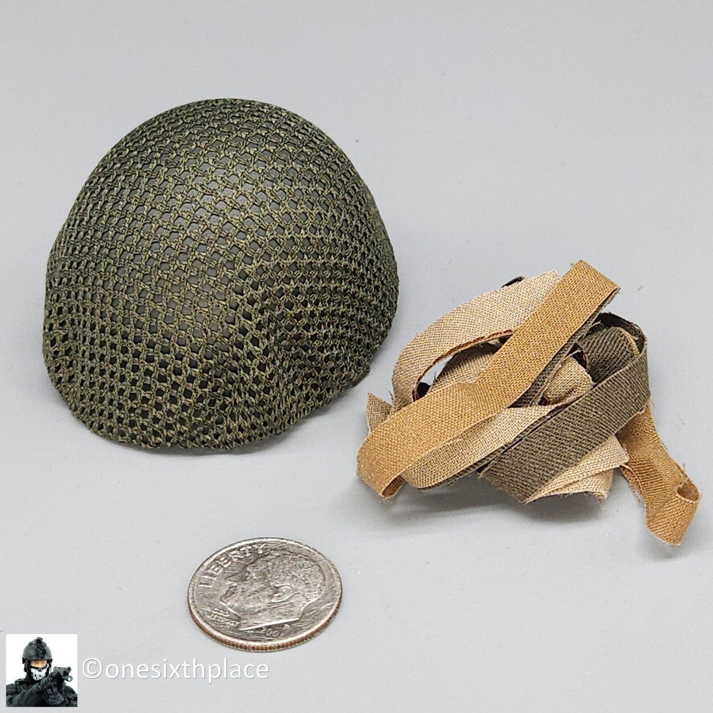 1:6 scale Ujindou WWII US Armored Infantryman Helmet w/ Camo Netting