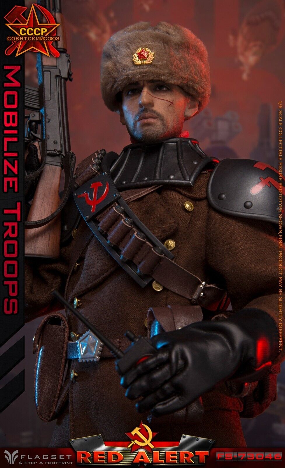 1:6 Flagset Soviet Red Alert Mobilize Troops Male Head Sculpt for 12" Figures