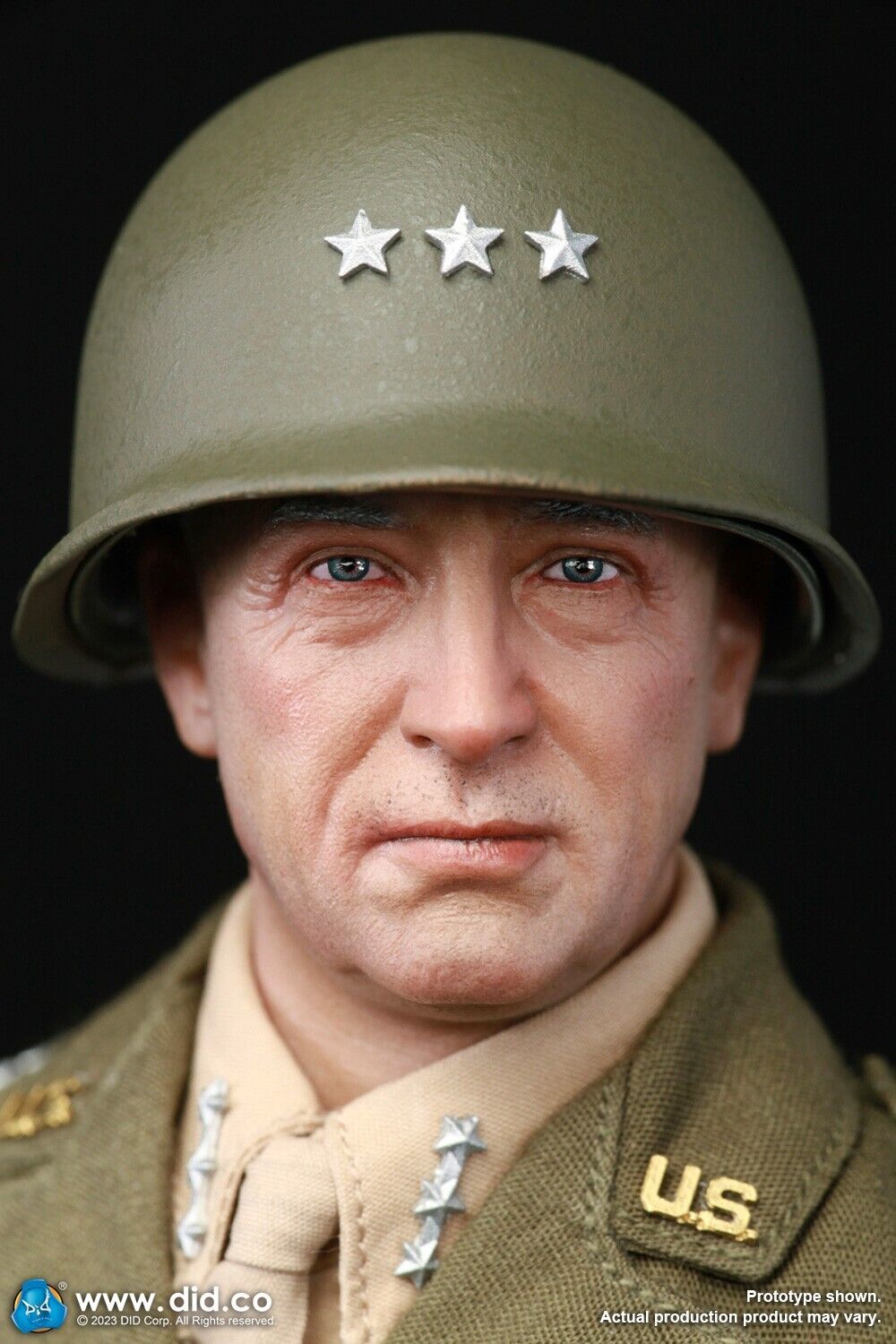 1:6 scale DiD WWII General George Patton Male Head Sculpt for 12" Figures