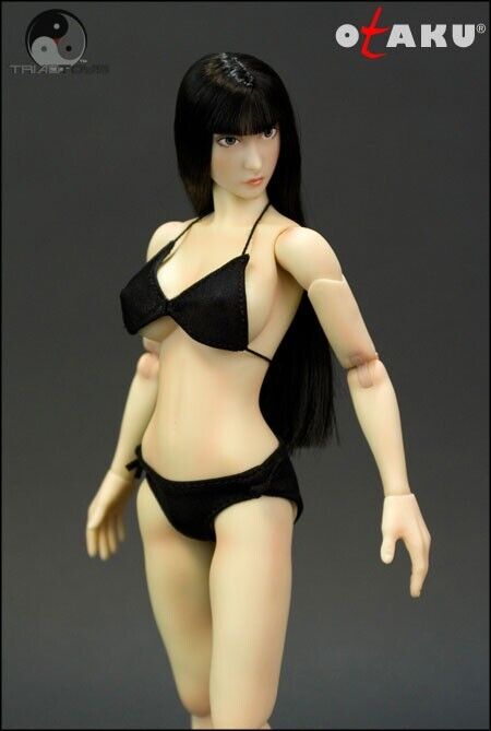1:6 Triad Toys Otaku 1.0 Pale Female Anime Black Hair Head Sculpt for 12" Figure