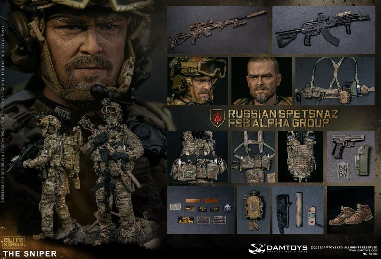 1:6 scale DamToys Russian Spetsnaz FSB ALPHA Group Sniper 12" Figure 78100