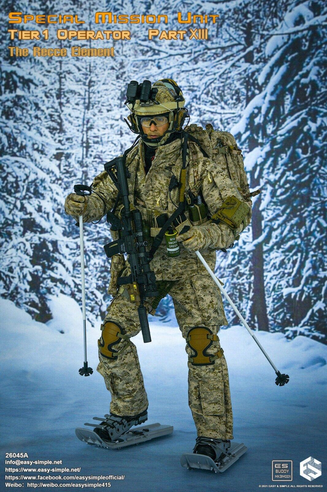 1:6 Easy Simple Recce Element Camo Winter Combat Gloved Hands for 12" Figures