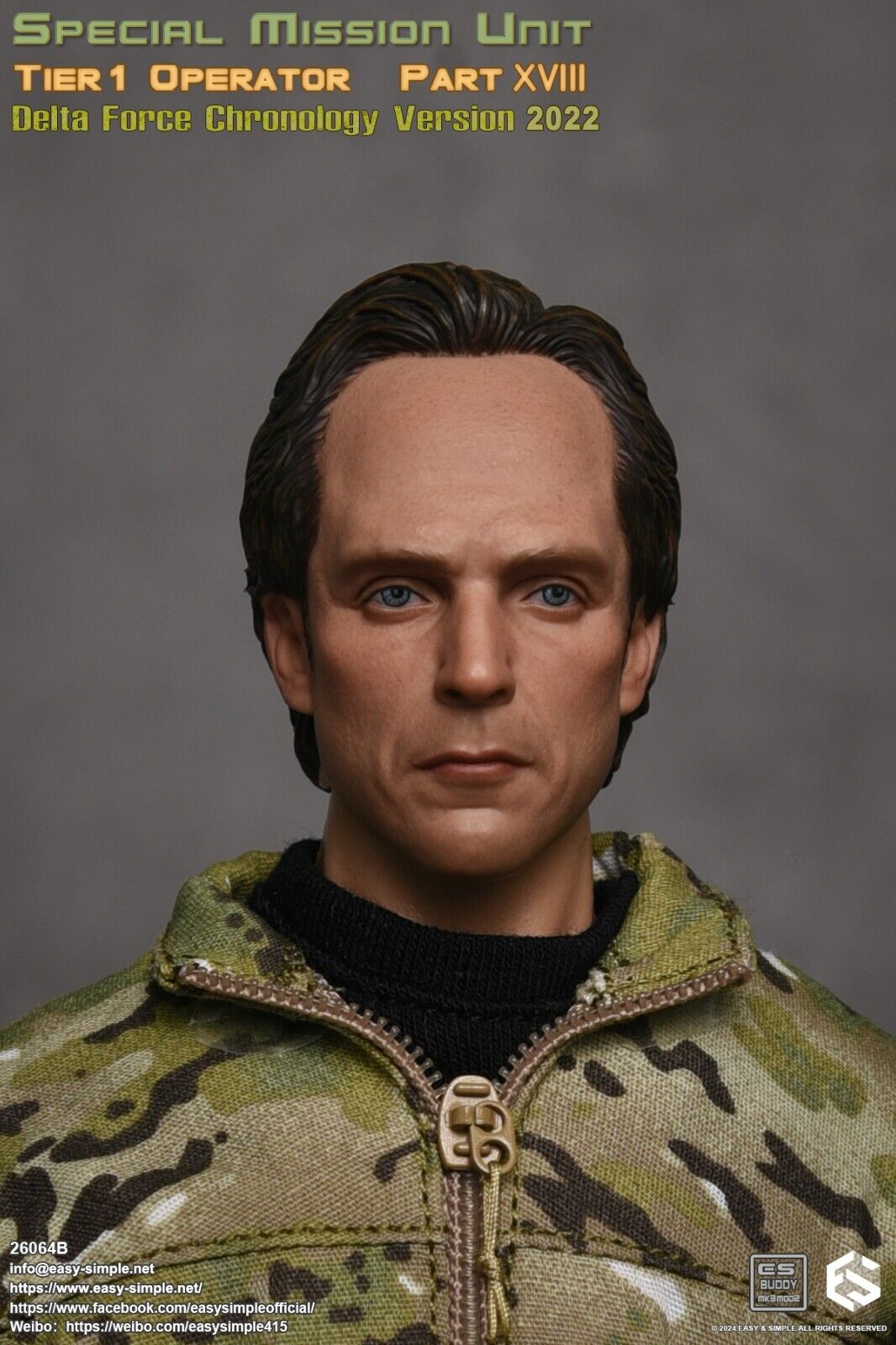 1:6 scale Easy & Simple Delta Force Chronology 2022 Male Head Sculpt