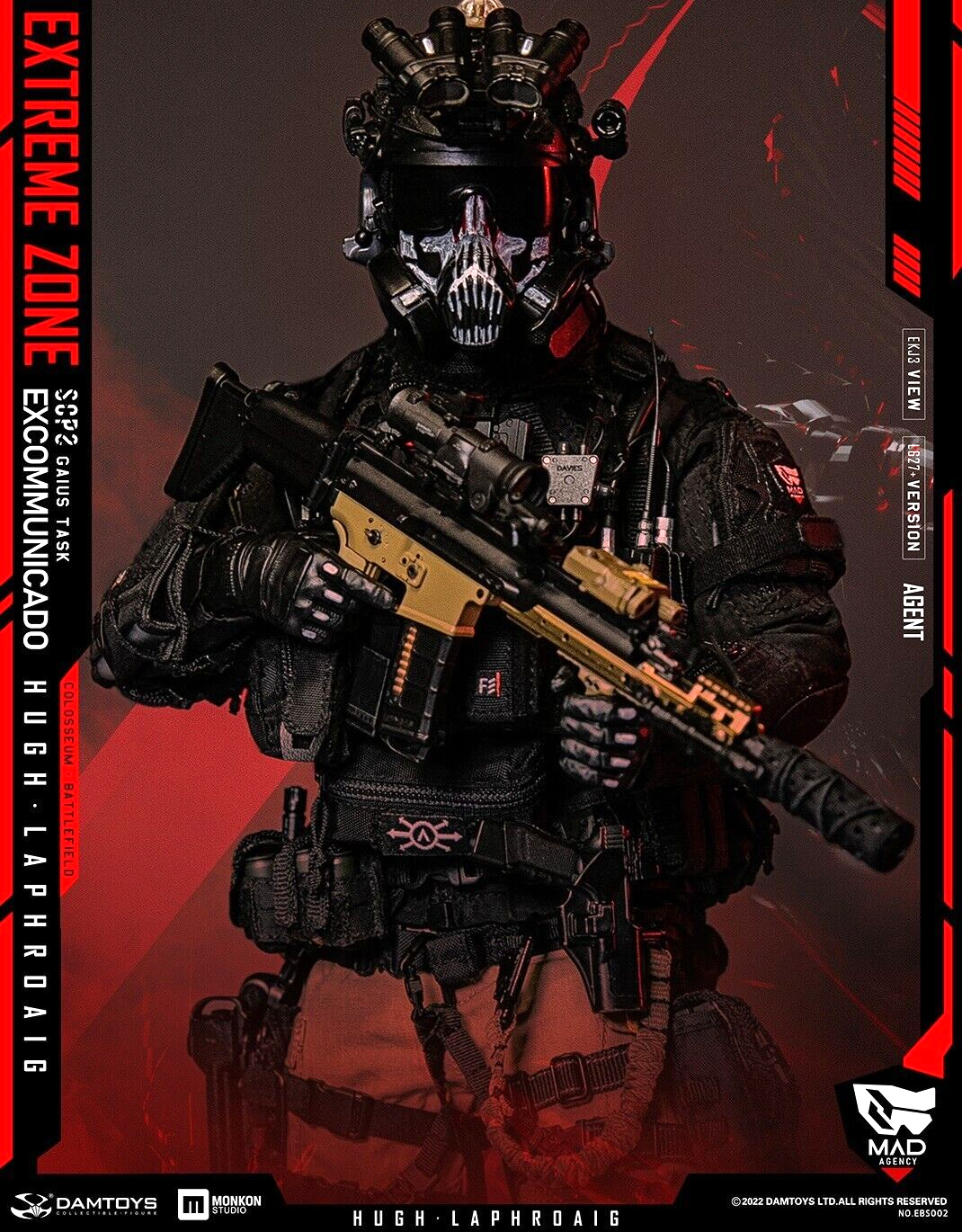 1:6 DamToys Extreme Zone Agent Hugh Laphroaig Hatch Knee Pads for 12" Figures
