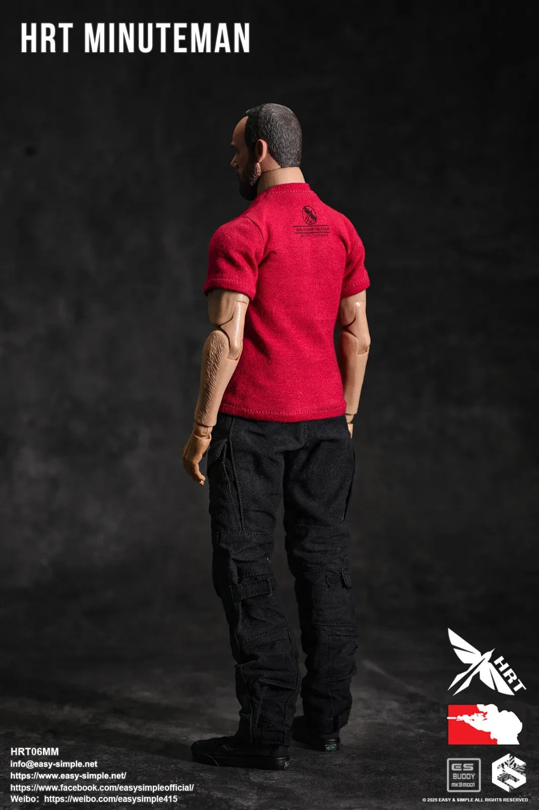 1:6 Easy & Simple HRT Minuteman ShotShow 2025 Mens Red T-Shirt for 12" Figure