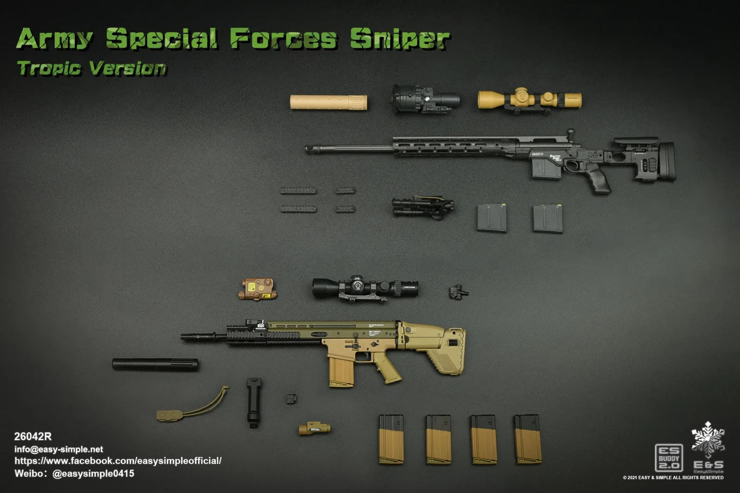 1:6 scale Easy & Simple Special Forces Sniper XM2010 .338 Rifle for 12" Figures