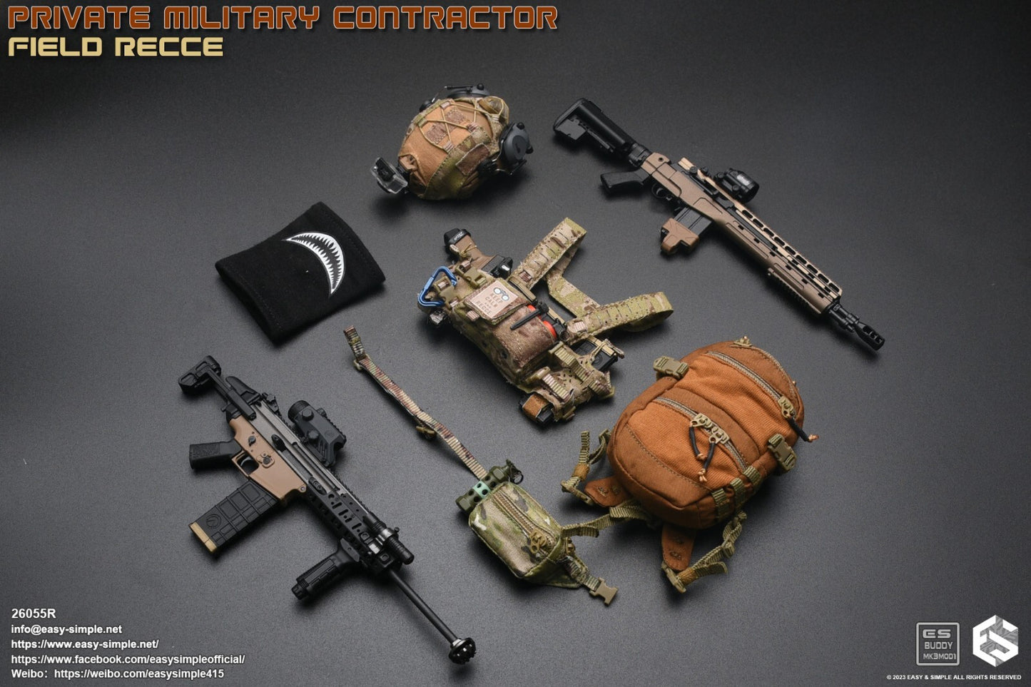 1:6 Easy & Simple PMC Field Recce Single Point Black Rifle Sling for 12" Figures