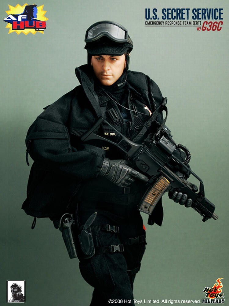 1:6 Hot Toys US Secret Service ERT Male Head Sculpt USED READ for 12" Figures